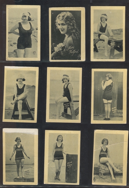 E281 Schonwasser Bathing Girls and Celebrities Lot of (9) Cards With Mary Pickford