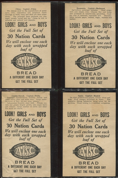 D58 Altoona Baking ABC Bread Nation Cards Lot of (10) Cards