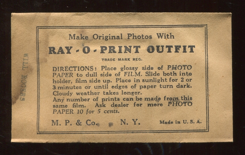 R199 Ray-O-Print Will Rogers Unopened Type Pack