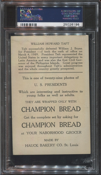 D147 Champion Bread Presidents William H. Taft PSA5.5 EX+