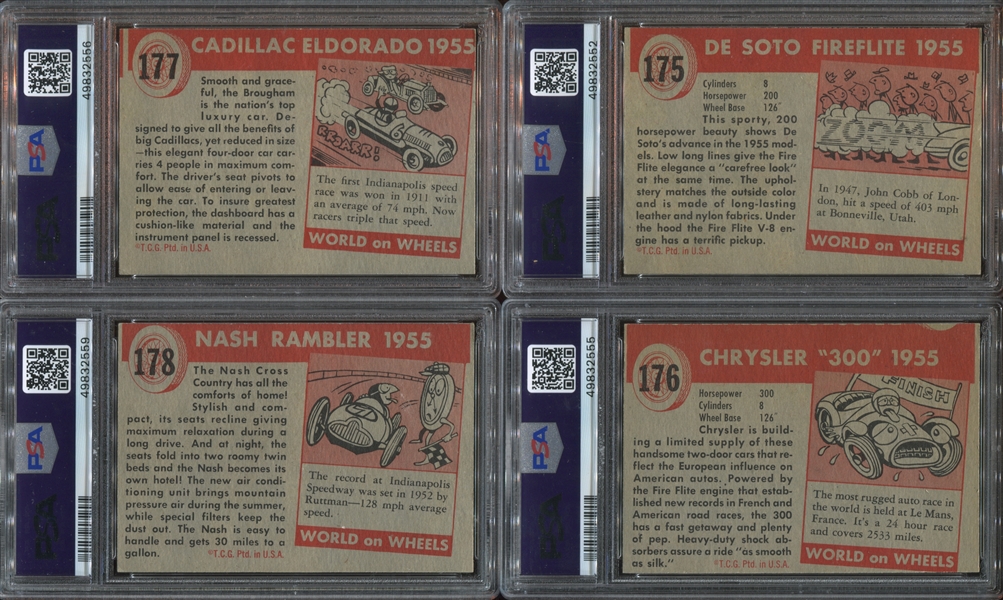 1954 Topps World on Wheels Master Set with Both Colors 171-180, (2) Errors and PSA-Graded