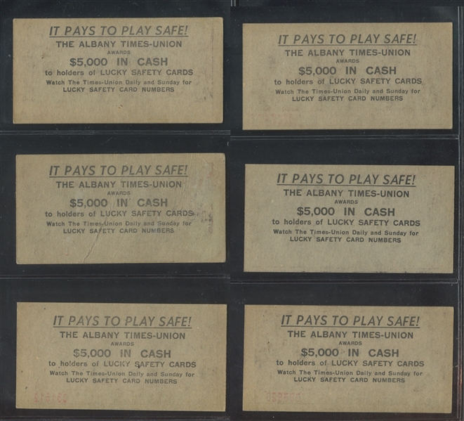 M18 Albany Times-Union Lucky Safety Cards Lot of (15) Cards