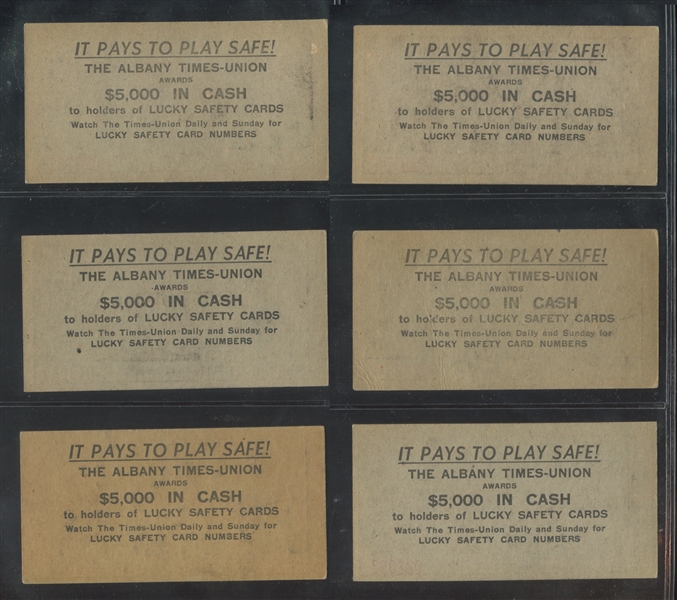 M18 Albany Times-Union Lucky Safety Cards Lot of (15) Cards