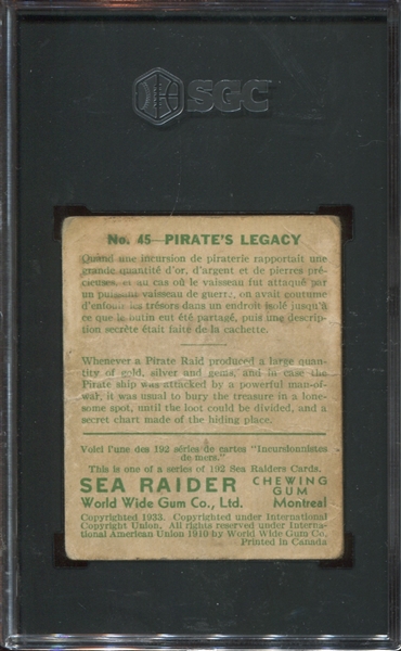R124 World Wide Gum Sea Raiders #45 Pirate's Legacy SGC1