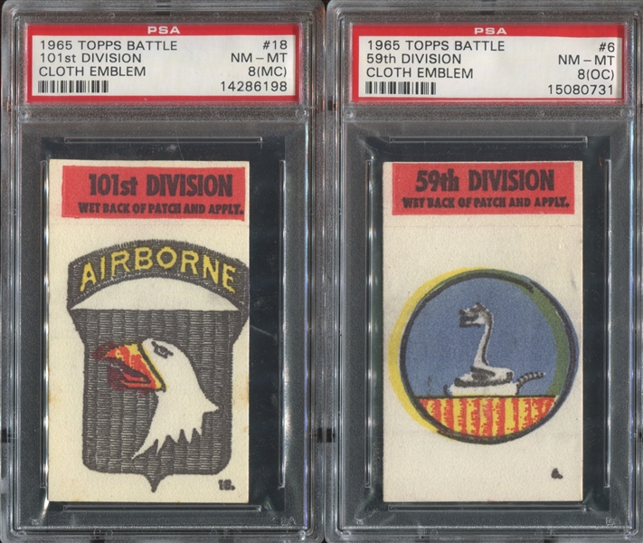 1965 Topps Battle Cloth Emblems Lot of (2) PSA-Graded Cards