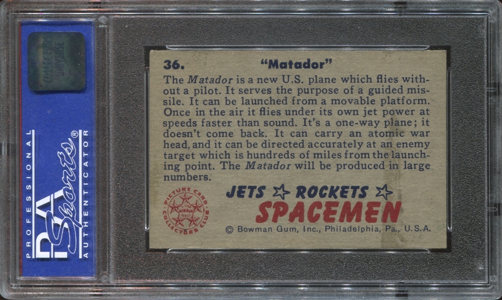 1951 Bowman Jets, Rockets Spacemen #36 Matador PSA7 NM