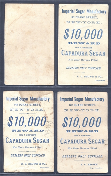 H804-4 Capadura Cigars Baseball Trade Cards Lot of (4) Cards