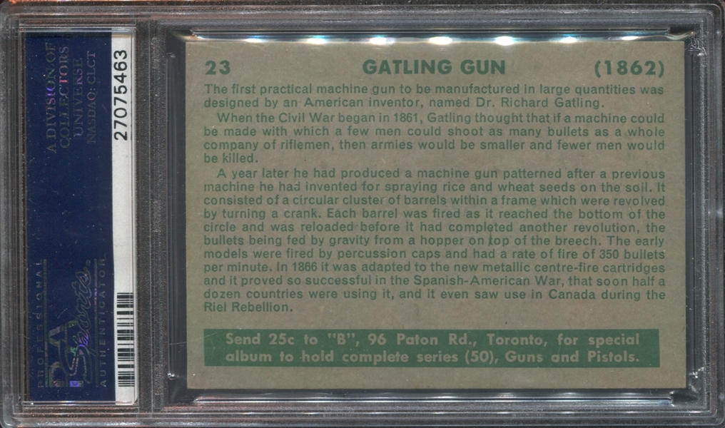 V339-6 Parkhurst Guns #23 Gatling Gun PSA8 NM-MT