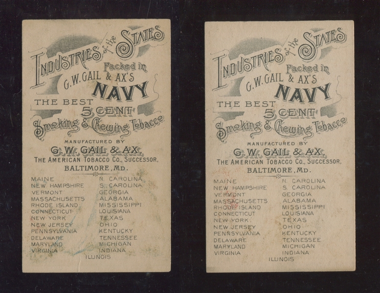 N117 Gail & Ax Navy Tobacco Industries of State Lot of (2) Cards