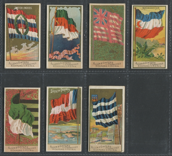 N10 Allen & Ginter Flags of Nations (2nd Series) Lot of (7) Cards