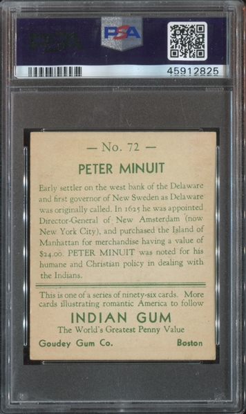 R73 Goudey Indian Gum Lot of (2) PSA-Graded Series of 96 Cards