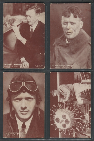 1930's Exhibit Lindbergh Lot of (9) Cards