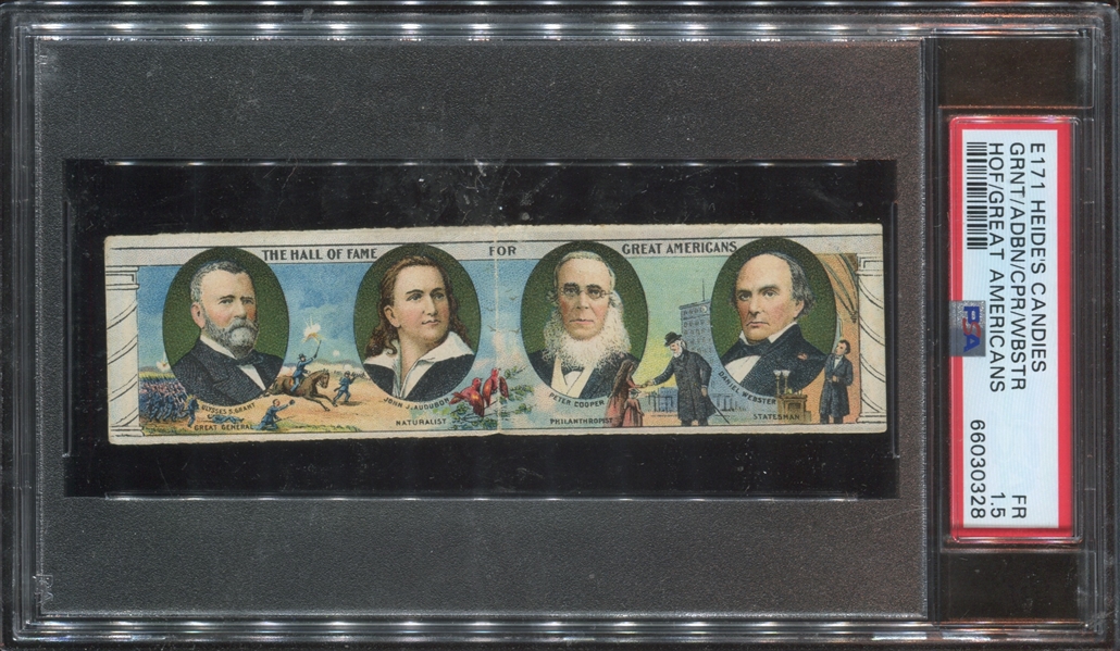 E171 Heide's Candies Great Americans Lot of (2) PSA-Graded Strips