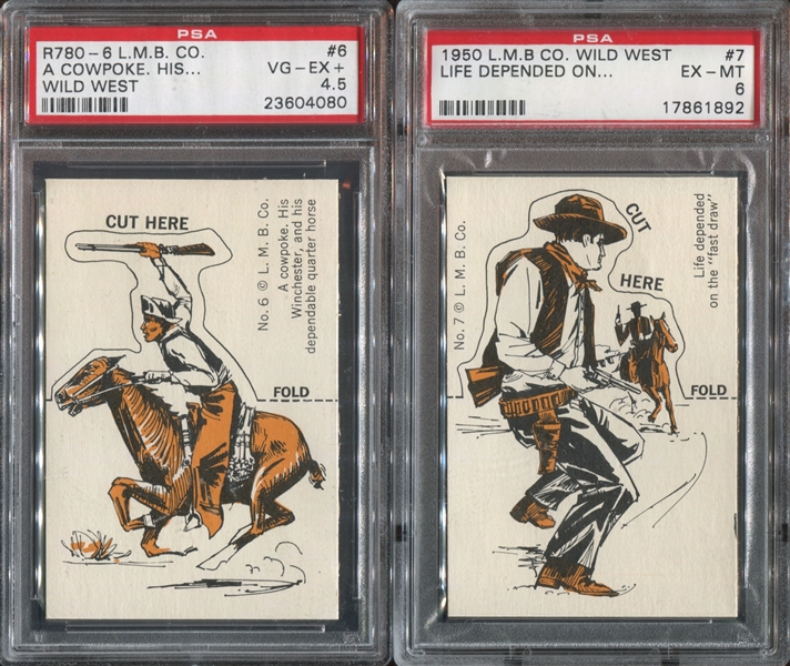 R780-6 L.M. Becker Wild West Stand Ups Lot of (2) PSA-Graded Cards