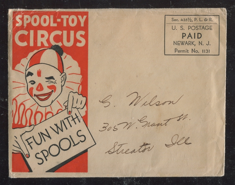 H771 J&P Coats Spool Toy Circus Mailing Envelope