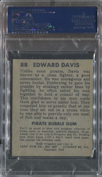 1948 Leaf Pirates #88 Edward Davis PSA8 NM-MT