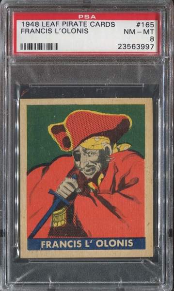 1948 Leaf Pirates #165 Francis L'Olonis PSA8 NM-MT