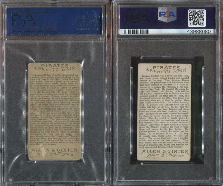 N19 Allen & Ginter Pirates of the Spanish Main Lot of (4) PSA-Graded Cards