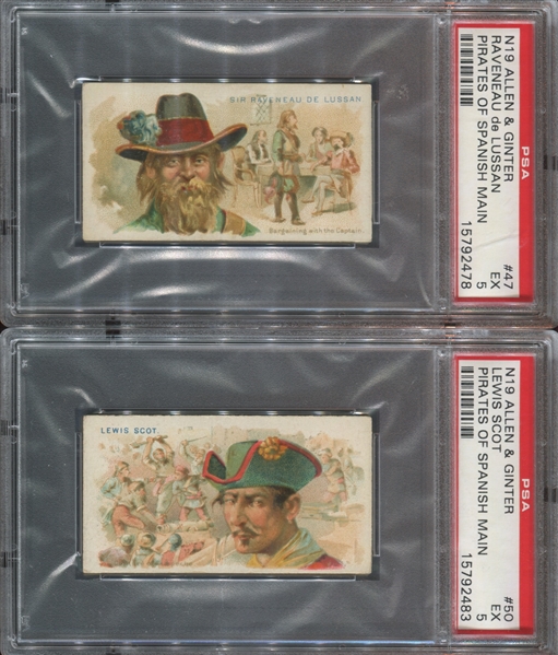 N19 Allen & Ginter Pirates of the Spanish Main Lot of (4) PSA5 EX Graded Cards