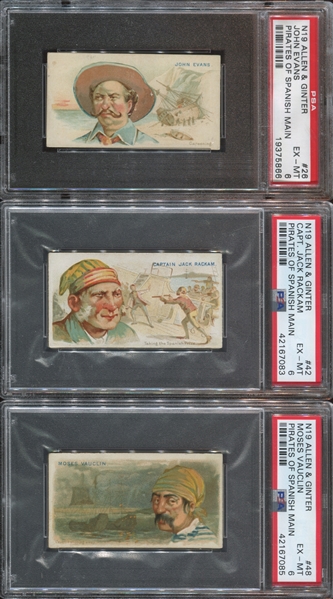 N19 Allen & Ginter Pirates of the Spanish Main Lot of (3) PSA6 EX-MT Graded Cards