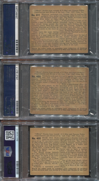 R60 Gum Inc G-Men and Heroes of the Law Lot of (3) PSA-Graded 400 Series Cards