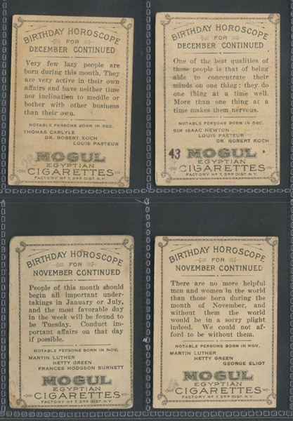 T44 Mogul Cigarettes Birthday Horoscopes Lot of (20) Cards