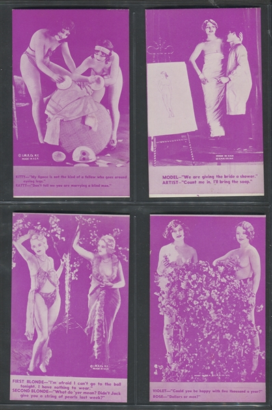 1930's/1940's Mutoscope Complete Set of (32) Purple-Tint Scantily Clad Ladies