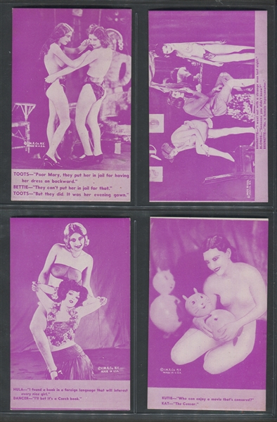 1930's/1940's Mutoscope Complete Set of (32) Purple-Tint Scantily Clad Ladies