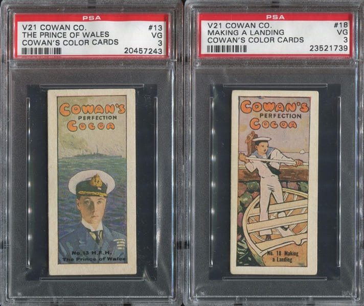 V21 Cowan's Colour Cards Pair of PSA3-Graded Cards