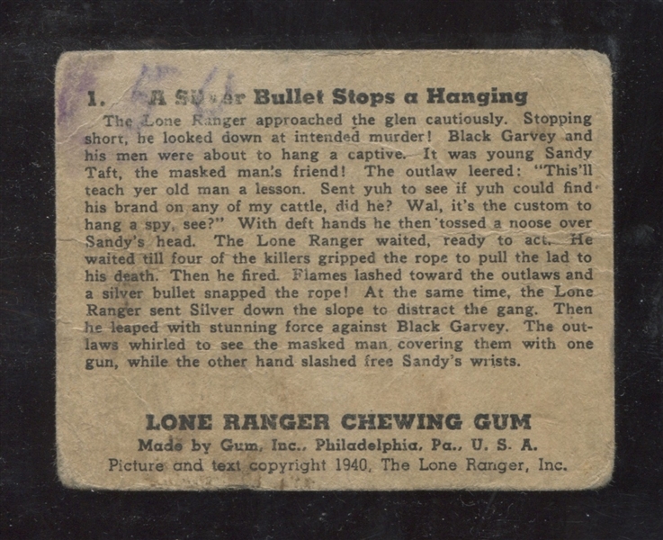 R83 Gum Inc Lone Ranger Lot of (2) Cards With #1