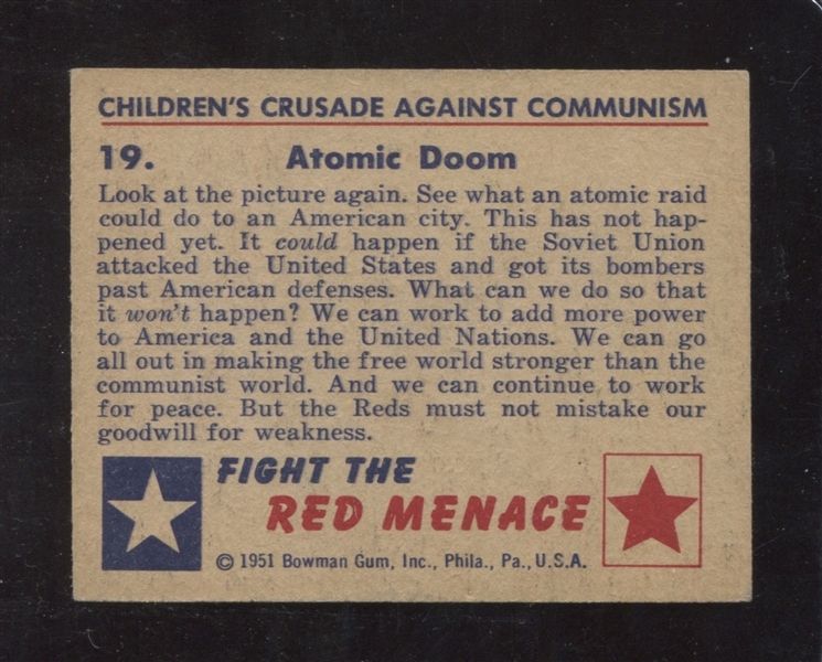 1951 Bowman Red Menace #19 Atomic Doom