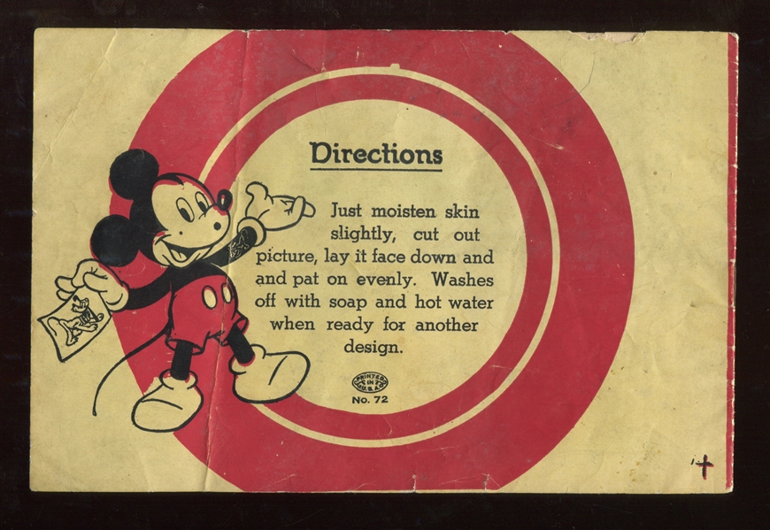 1930s Mickey Mouse Tat-Ooh! Transfers Booklet