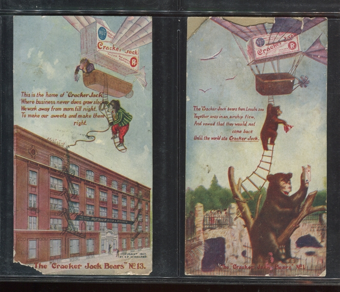 E147 Cracker Jack Bears Lot of (2) Different Postcards