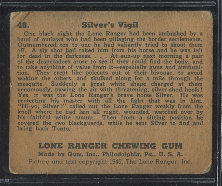 R83 Gum Inc Lone Ranger High Number #48 Silver's Vigil