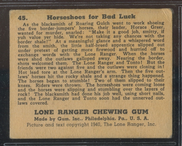 R83 Gum Inc Lone Ranger High Number #45 Horseshoes for Bad Luck