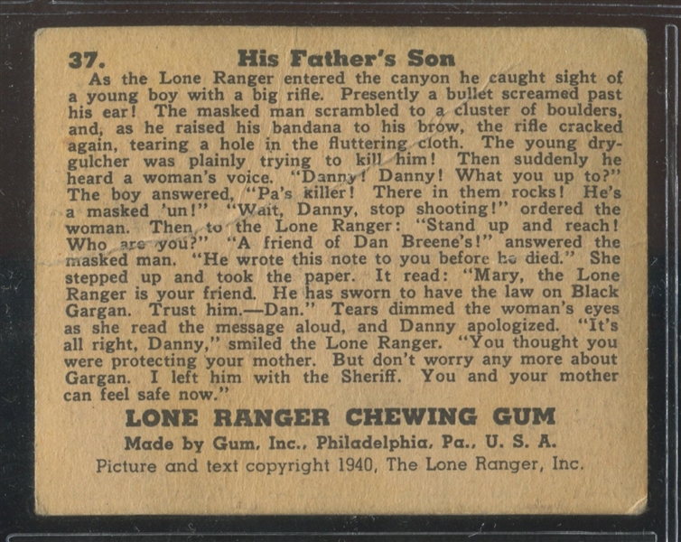 R83 Gum Inc Lone Ranger High Number #37 His Father's Son