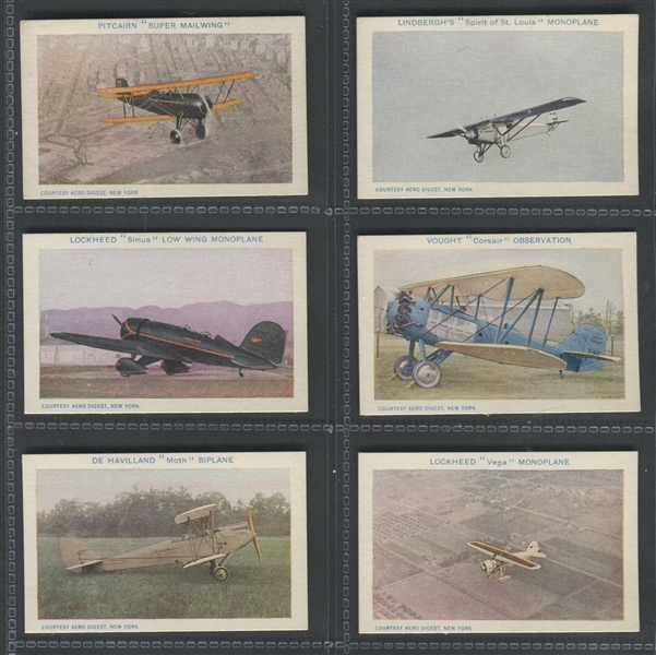 E195 Necco Confectionery Real Airplane Pictures Complete Set of (12) Cards