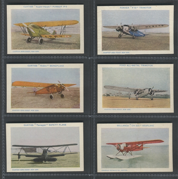E195 Necco Confectionery Real Airplane Pictures Complete Set of (12) Cards