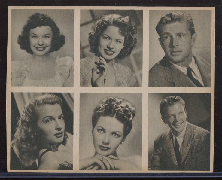 1948 Bowman Movie Stars Complete Set of (36) on (6) Card Panels