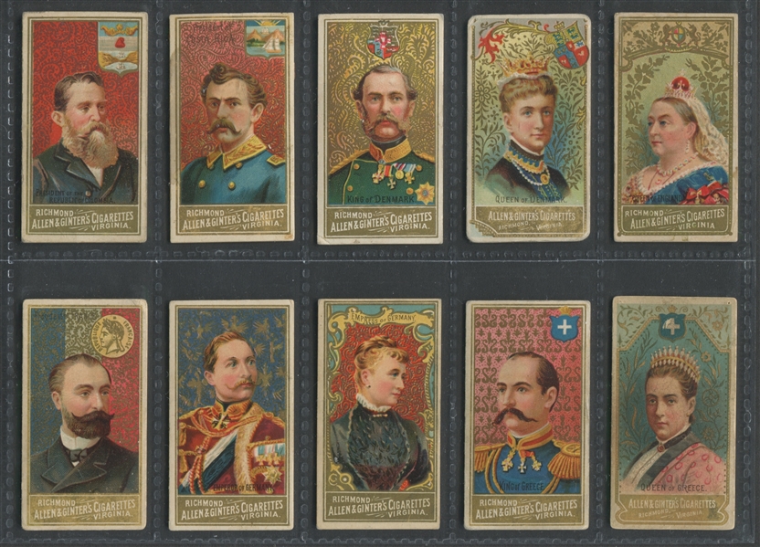 N34 Allen & Ginter World's Sovereigns Near Set (45/50) Cards