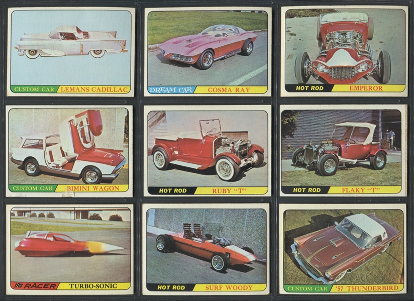 1968 Topps Hot Rods (Yellow Back) Complete Set of (22) From Milton Bradley Game