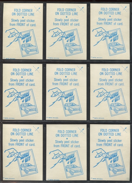 1977 Topps Autos of '77 Auto Brand Stickers Complete Set of (20) 