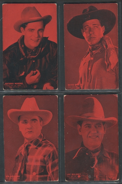 1920's Red Tint Western Stars Lot of (12) Cards