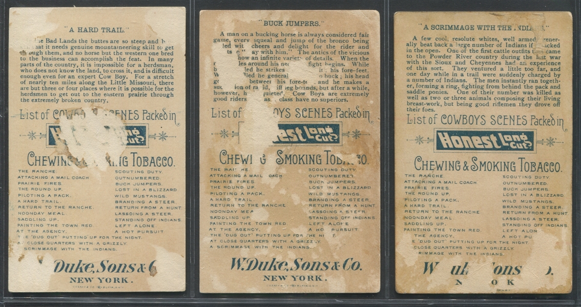 N105 Duke Honest Long Cut Cowboys Lot of (9) Cards