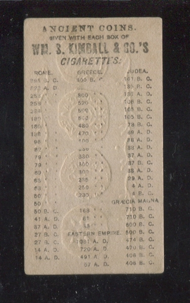 N180 Kimball Cigarettes Ancient Coins Type Card