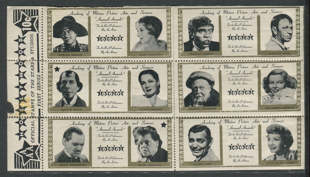 1947 Hollywood Stamps of the Stars Lot of (10) Sheets