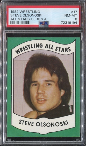 1982 Wrestling All-Stars #17 Steve Olsonoski PSA8 NM-MT