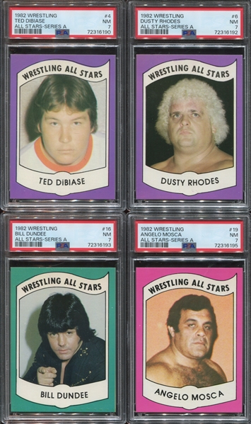 1982 Wrestling All-Stars Lot of (4) PSA7 NM Graded Cards