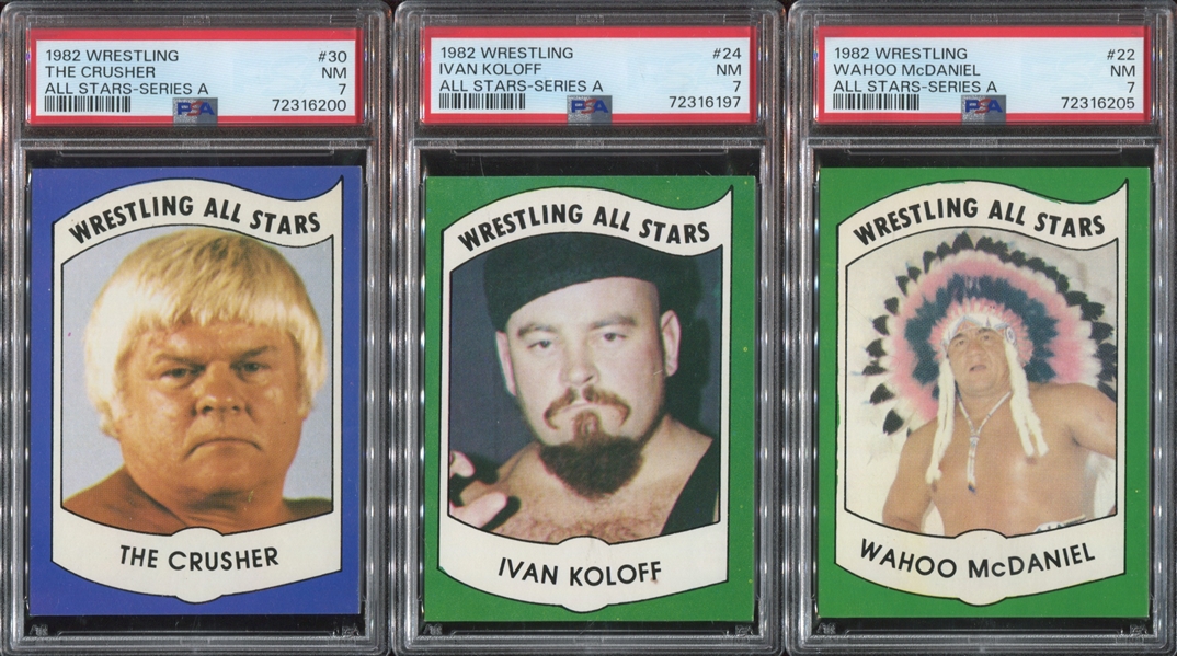 1982 Wrestling All-Stars Lot of (3) PSA7 NM Graded Cards