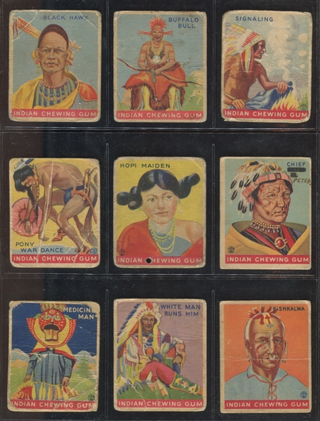 R73 Goudey Gum Indian Gum Lot of (9) Mixed-Series Cards